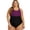 Black/Amethyst, variant on Plus Size High Neck One Piece Slimsuit II, High Cut, Soft Cup (Women’s Plus)