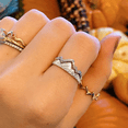 thumbnail image 3 of Set Of 2 Silver Mountain Ring Stackable Keep Climbing Ring Personality Inspirational Mountain Rings for Women Men（Rose Gold）, 3 of 4
