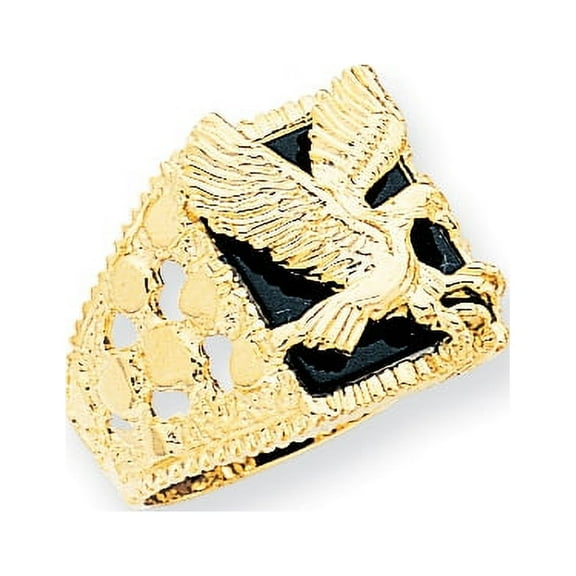 14k Men's Onyx Eagle Ring
