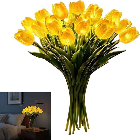 Beforeyayn Sparkling LED Yellow Flowers Without Vase, Fade Resistant Romantic Lighting, for Party Planners and Florists, Perfect for Bouquets, Table Decor, and Gift Toppers