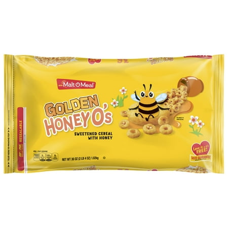 Malt-O-Meal Golden Honey O's Breakfast Cereal, 36 OZ Resealable Cereal Bag