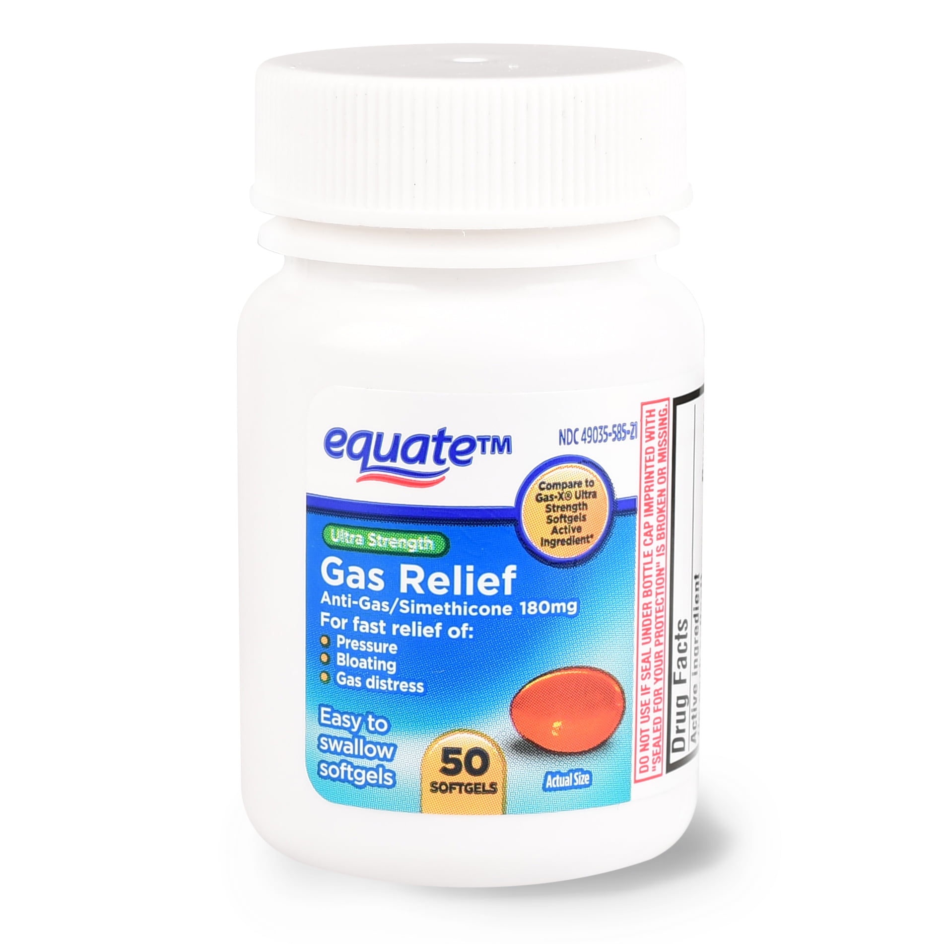 Equate Ultra Strength Gas Relief Softgels, 50 Count