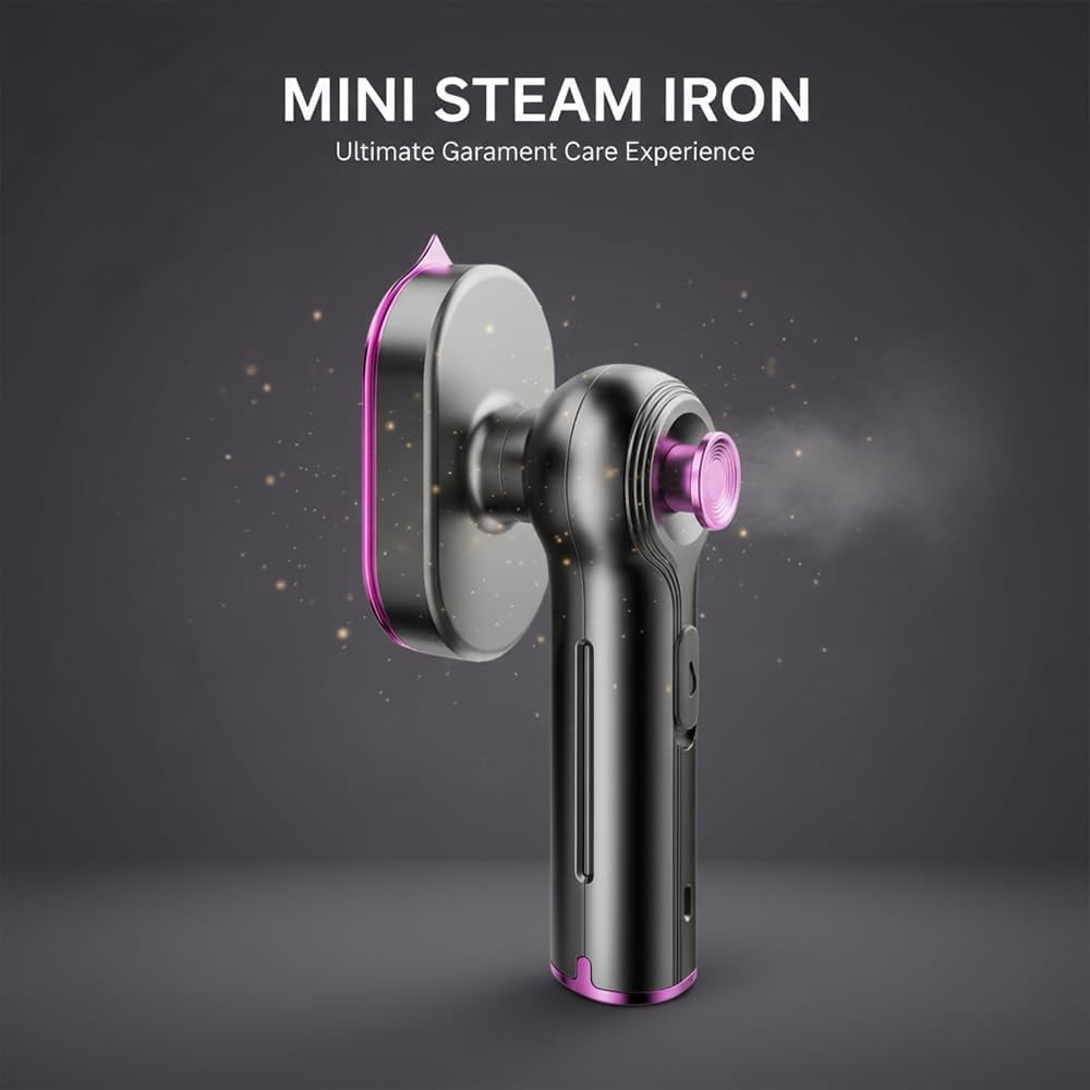 Mini Steam Iron,Steamer for Clothes, Compact Handheld Steam Iron with Adjustable Temperature, Dry & Steam Modes, Non-Stick Soleplate, Portable Travel Steamer for Clothes (3)
