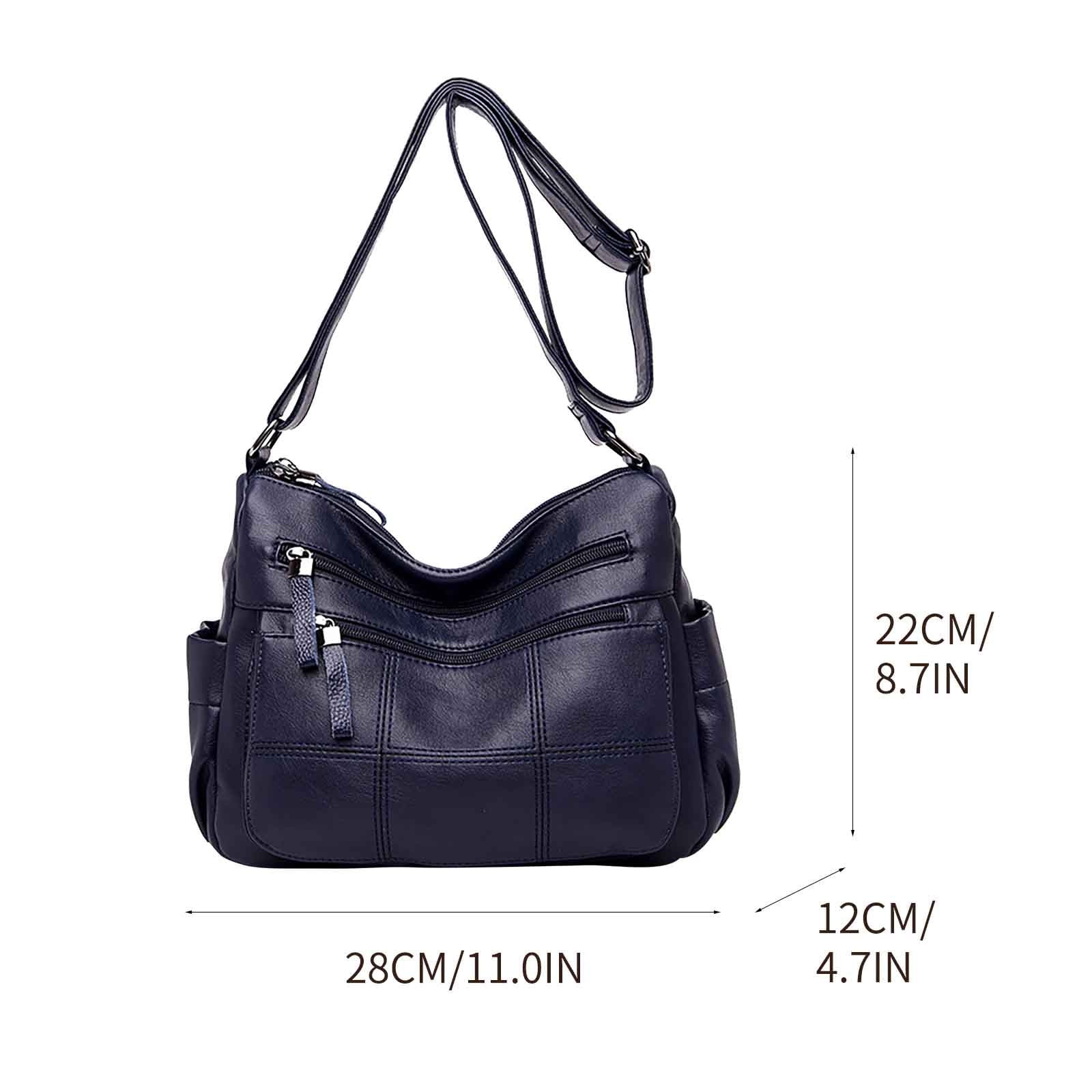 Ovzne Large Crossbody Bags Soft Leather Shoulder Bag Ladies Shoulder Handbags Purse and Wallet Set for Women Totes Hobo Purses, Large Capacity Soft Leather Bag S_Dark Blue,Thicker