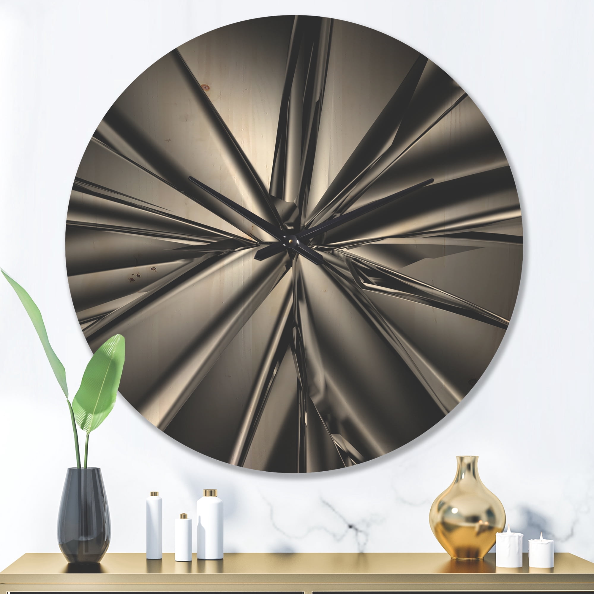 Designart 'Fractal Futuristic Crystal Background' Modern Wood Wall Clock