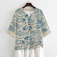 thumbnail image 4 of Xoenoiee Fish Coral Water Ripples Print Womens 3/4 Length Sleeve Tops Casual V Neck Boho Summer Dressy Blouses Button Down Shirts 2026 Spring Fall Outfits, M, 4 of 7