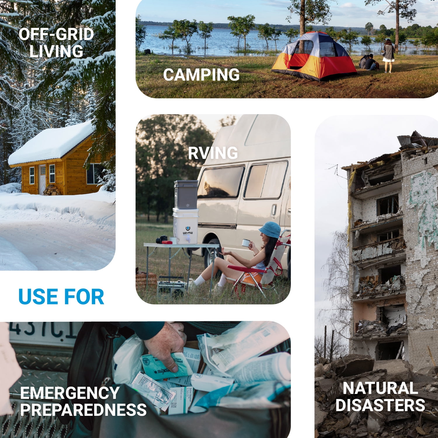 Uzima UZ-2 Camping Water Filter System, Emergency Use for Hiking and Backpacking