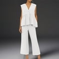 thumbnail image 6 of LADIGASU 2PC Woman Round Neck Sleeveless Blouse +Loose Pockets Pants Sets, 6 of 9