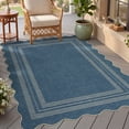thumbnail image 2 of Nanan 3'x5' Scalloped Jute Area Rug Natural Solid Rug, Farmhouse Washable Rug Non-Slip Indoor Carpet for Hallway Entryway Doorway, Blue, 2 of 7