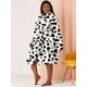 thumbnail image 4 of Women's Plus Size Sleepwear Robe Cow Print Self Tie Waist Mid-Length Nightgown 2X White, 4 of 6