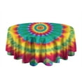 thumbnail image 5 of Colorful Tie Dye Petal Mandala Pattern Round Tablecloth 60"x60",Wrinkle Wipeable Table Cloth for Kitchen Dining Room Picnic Patio Party, 5 of 6