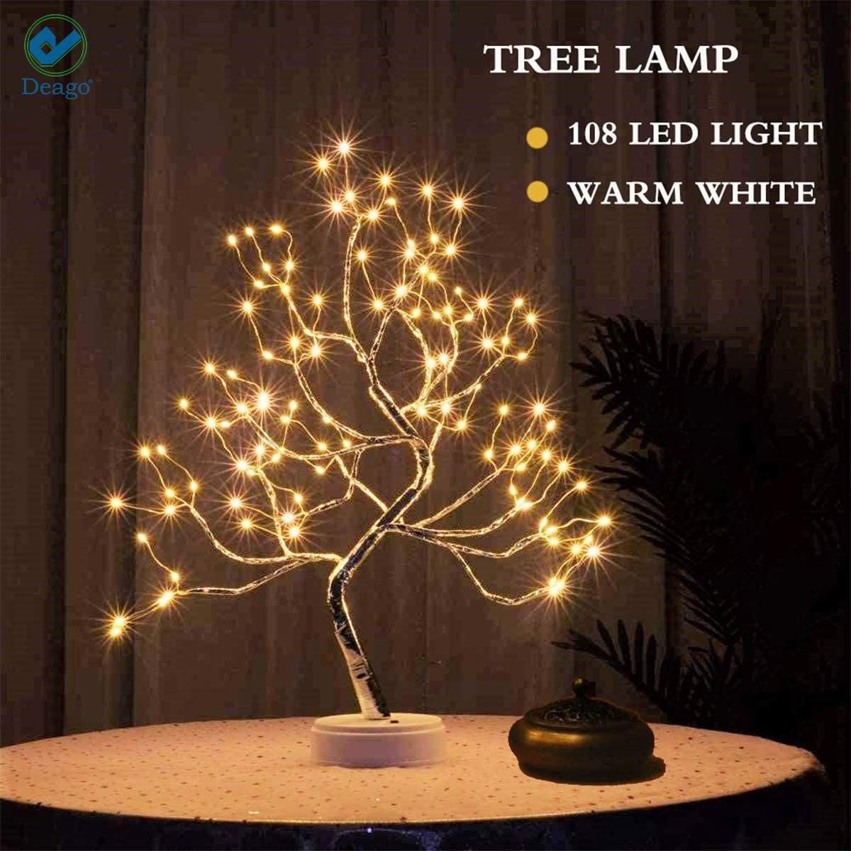 Deago Star Bonsai Tree Light - 20 Artificial Fairy Light Spirit Tree Lamp  with 60 LED Star Lights - USB/Battery Touch Switch, for Kids Room Bedroom  Party Christmas 