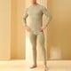 thumbnail image 1 of Conjuntos de ropa interior térmica para hombre, ropa holgada de color liso para el hogar, pantalones con bolsillos, top de manga larga con cuello redondo, conjuntos de pijama, pantalones superiores de, 1 of 3