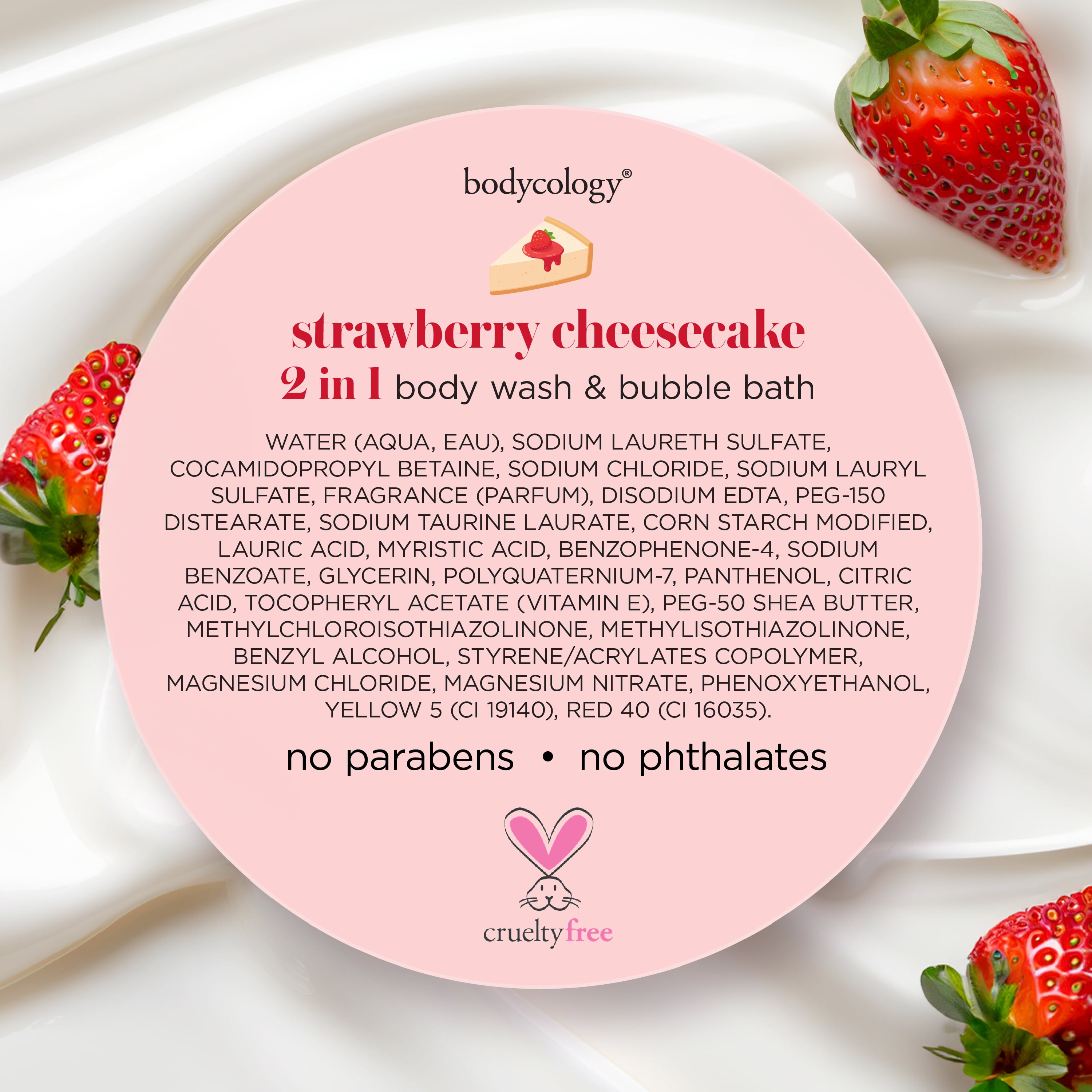 Bodycology Strawberry Cheesecake 2-in-1 Body Wash & Bubble Bath, 16 fl oz