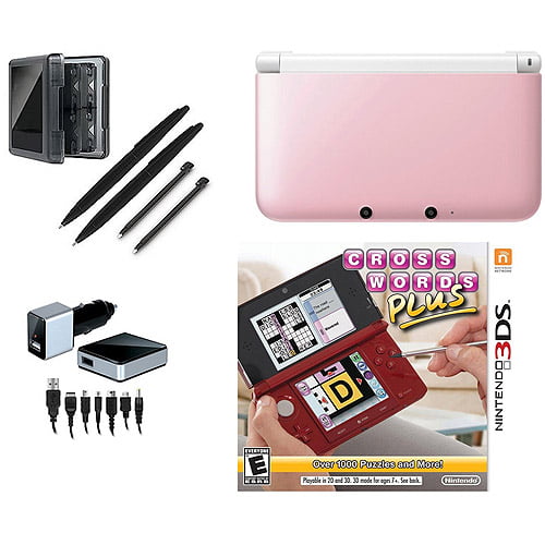 alien Børns dag Låne Nintendo 3DS XL: Pink/White (with Crosswords Plus) + Accessories -  Walmart.com