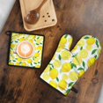 thumbnail image 5 of Lemon Kitchen Oven Mitt and Pot Holder Sets 2 Pcs for Baking, Cooking and Grilling, Heat Resistant Up To 392 °F, 5 of 7