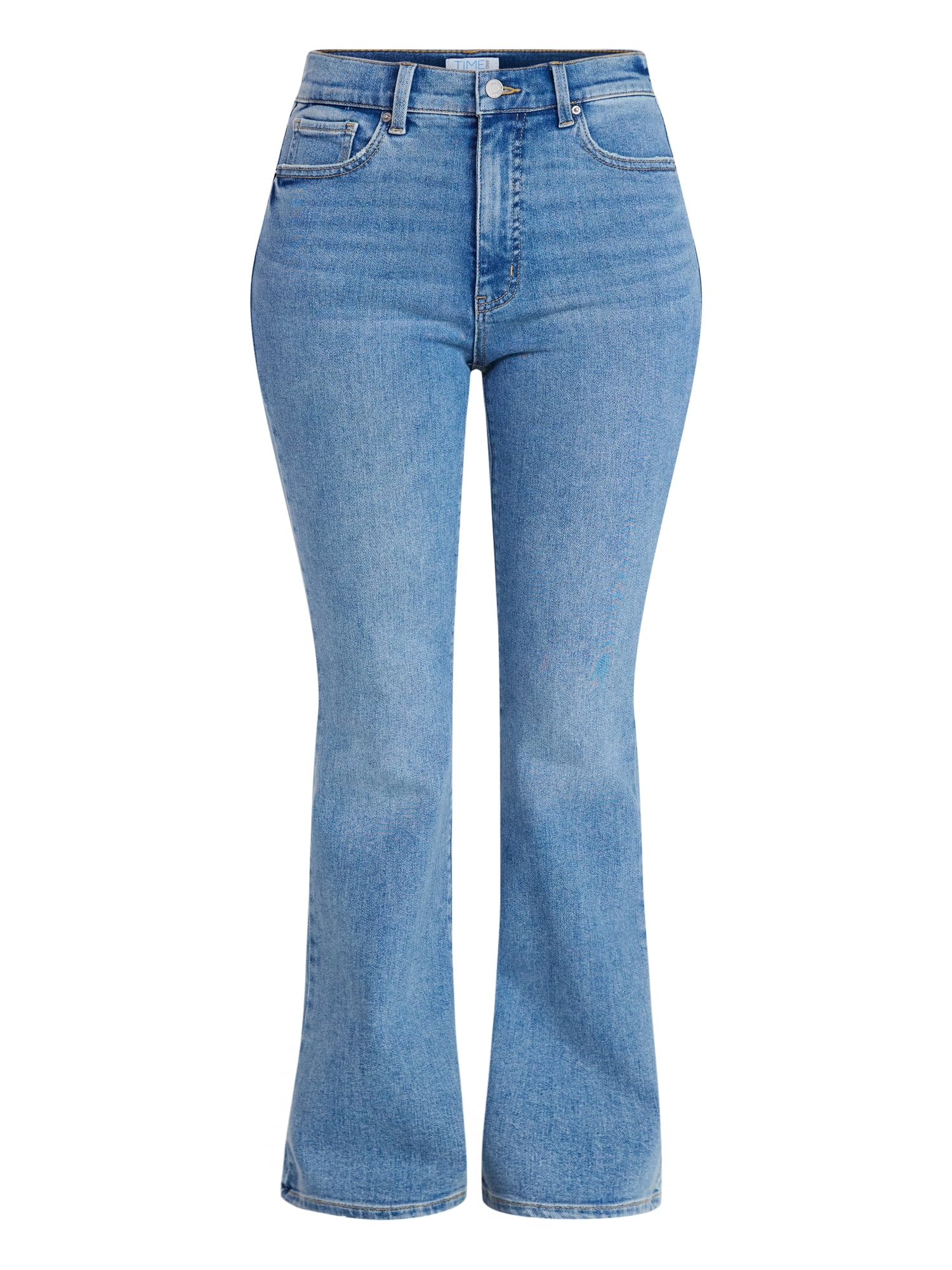 Time and Tru Women's and Women's Plus High Rise Flare Jeans, 31" Inseam Regular, Sizes 0-22