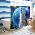 thumbnail image 5 of No Hook Shower Curtain, Abstract Art Wolfs Shower Curtains for Bathroom with See Through Top Window, Blue Moon Forest Black Waterproof & Washable Bath Curtain Stall 48"x72", 5 of 9