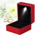 thumbnail image 2 of Caja de anillos con iluminación LED de moda, caja de almacenamiento de anillos, soporte para joyas, caja de anillos con iluminación LED para propuestas de matrimonio, compromisos y bodas (rojo), 2 of 5