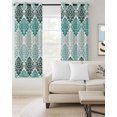 thumbnail image 2 of Turquoise Boho Flowers Blackout Curtains for Bedroom/Living Room, Thermal Insulated Kitchen Curtains, Modern Luxurious Geometric Floral Grommet Darkening Window Treatment Drapes 52"x63"x2, 2 of 8