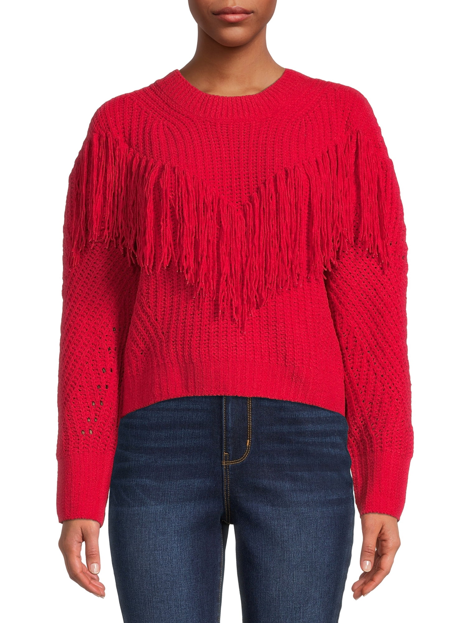 No Boundaries Juniors Fringe Sweater