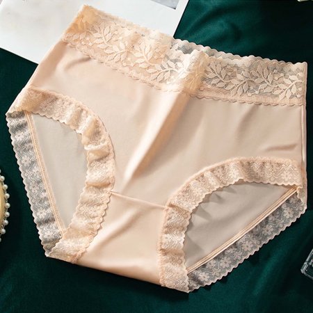

Ykohkofe Women Comfortable Playful Traceless Ice Silk Sexy High Waist Silk Cotton Crotch Triangle Underwear