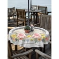 thumbnail image 3 of Round Outdoor Tablecloth With Umbrella Hole And Zipper– Happy Easter Bunny Tails Waterproof Patio Table Cover for Party, Picnic, Backyard, 50" Dia. , Rustic Flower Wood Textured, 3 of 8