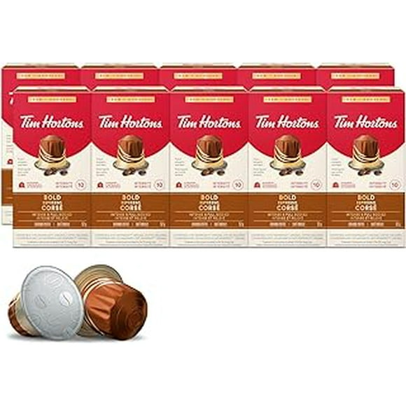 2 x Tim Hortons Bold Espresso Capsules, Nespresso Original Line Compatible Capsules, 100 Count