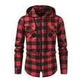 thumbnail image 2 of Txeol Mens Plaid Flannel Jacket Long Sleeve Full Zip Hoodies Chest Pockets Drawstring Hooded Cargo Sweatshirts Christmas Gifts,Red XL, 2 of 8