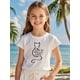 thumbnail image 1 of [Vibrant Style] Girls' Soft Cotton Knit T-Shirt with "Life is Better with Cats" Graphic - Casual Round Neck Tee, Pink Cat Print, Breathable Summer Top for Youngsters, Youngsters Summer Clothing | Cat, 1 of 7