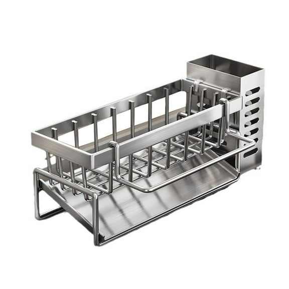 Lilixerw Sponge Holder for Kitchen Sink,Stainless Steel Sink Rack,Rustproof Dish Organizer,Soap Dispenser Storage,Kitchen Accessories for Organization,10.94 x 3.15 x 4.33 inch