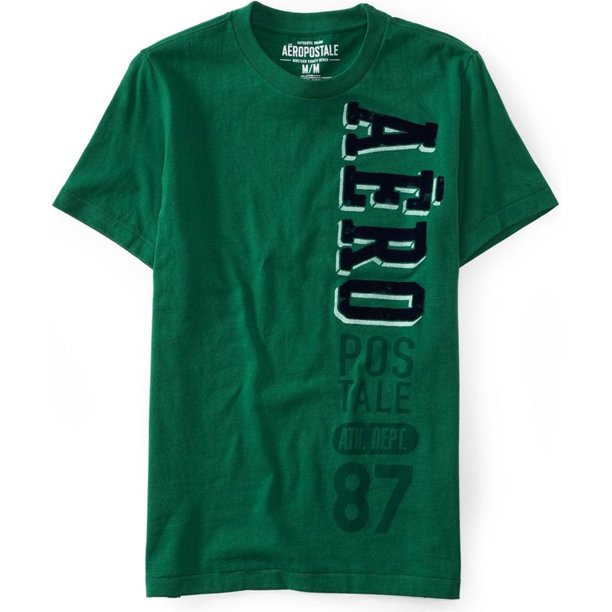 Aeropostale - Camiseta gráfica para hombre con fieltro vertical, verde, extragrande Aeropostale Camiseta gráfica