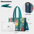 thumbnail image 5 of Teacher Tote Bag,Pioneer Flower Floral Print Pattern Teacher Utility Tote Bag,Large Work Tote Bags for Women with Multiple Pockets,Top Zipper Closure,13.8x10.6x6.7 Inch, 5 of 5