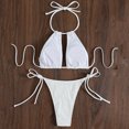 thumbnail image 3 of Women Two Piece String Bikini Set Floral Print Halter Side Tie Triangle Thong Swimsuits Bathing Suit, 3 of 4