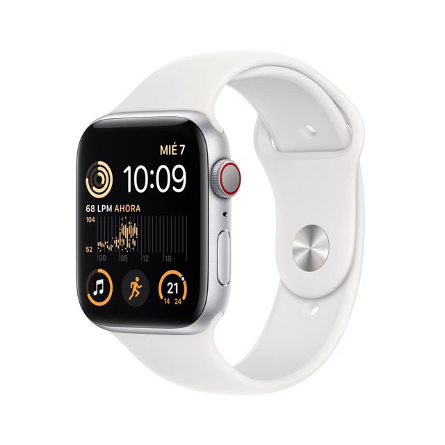 Apple Watch SE (2da Generación) (GPS + Cellular, 44mm) - Caja de Aluminio Color Plata con Correa Deportiva Blanca, Estándar (Reacondicionado)