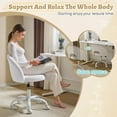 thumbnail image 2 of Ktaxon Vanity Makeup Chair Comfy Cute Accent Chair Small Swivel Task Office Chair with Wheels Faux Rabbit Hair White, 2 of 8