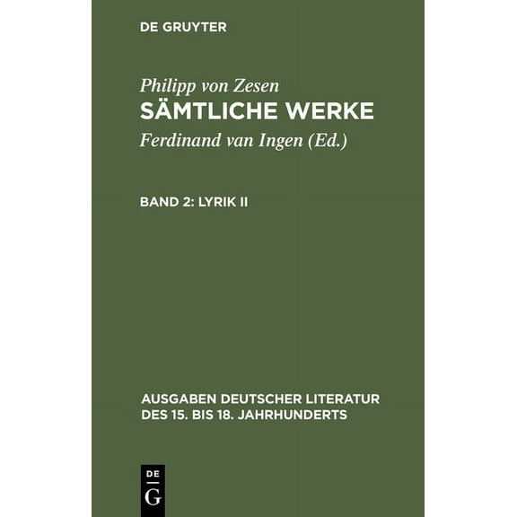 Ausgaben Deutscher Literatur Des 15. Bis Lyrik II, Book 111, (Hardcover)