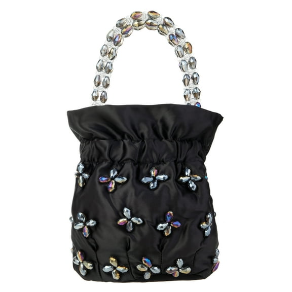 YIFEI Acrylic Iridescent Crystal Beaded Bucket Handbag for Wedding Evening Party