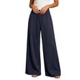 thumbnail image 2 of HKYNLAG Women's Baggy Wide Leg Sweatpants with Pockets High Waist Drawstring Loose Casual Lounge Trousers Fall Clothes Navy L, 2 of 6