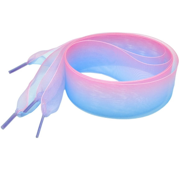3 Pairs of Shoelaces Wide Colorful Change Chiffon Transparent Shoe Laces for Shoes (Pink Blue 0.8m, Pink Green 0.8m, White Pink 0.8m)