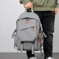 thumbnail image 3 of Mochila informal ligera unisex con cremallera y puerto de carga (gris), 3 of 6