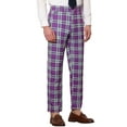 thumbnail image 5 of INSPIRE CHIC Men's Pants Plaid Elastic Waist Stretch Flat Front Dress Pants 32 Purple, 5 of 7