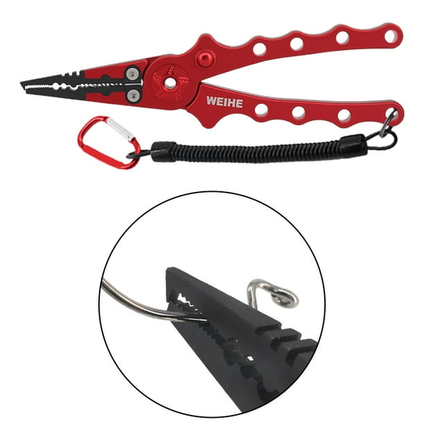 Alicates de pesca para agua salada, agua dulce, removedor de anzuelos de aluminio, multiherramienta ligera, accesorios de equipo de pesca portátiles, Rojo DYNWAVEMX Alicates de pesca