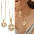 thumbnail image 2 of Full 26 Letter Pendant Necklace Women's Copper Round Flower Letter Set 2pc, 2 of 6