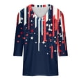 thumbnail image 5 of JTZGDY 4th of July Tops for Women Fashion USA Flag Printed Summer 3/4 Sleeve V Neck Graphic Tunic Blouse Loose Fit Casual Holiday Patriotic Shirts Black#02 XXXL, 5 of 8