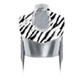 thumbnail image 4 of TiaoBug Kids Girls Dance Crop Top Sleeveless Sparkle Zebra Print Athletic Vest for Gymnastics Stage Performance Silver 12, 4 of 5