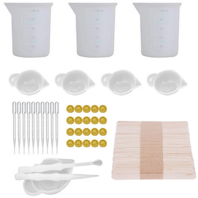 Coofit 90PCS Jeu d'Outils en Résine Antiadhésif Réutilisable Résine Bricolage Outil de Coulée de Résine Outil
