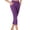 Purple, variant on Women's Pull-On Pants High Waisted Elastic Yoga Cropped Summer Trousers - 2025 Lightweight Casual | Yubnlvae (Black | L)