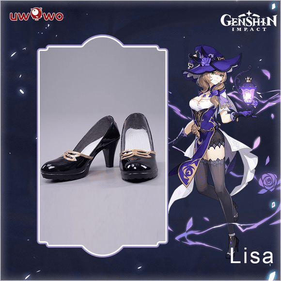 QUWEI Game Genshin Impact Cosplay Lisa Witch of Purple Rose The Librarian Cosplay Shoes Cosplay Boots