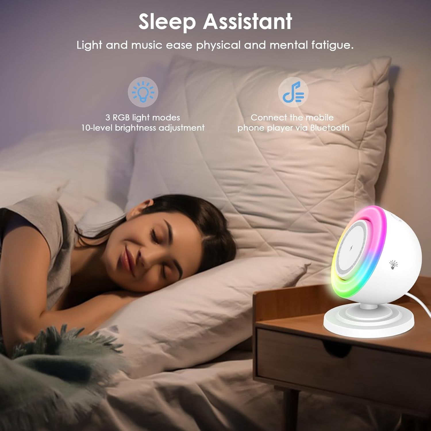Magnetic Wireless Charger with Bluetooth Speaker and Night Lights, 4 in 1 Charger Stand for iPhone 12-16 Series,Charge While Listening to Music with RGB Lights for Home Decor, Bedroom, Office Charger